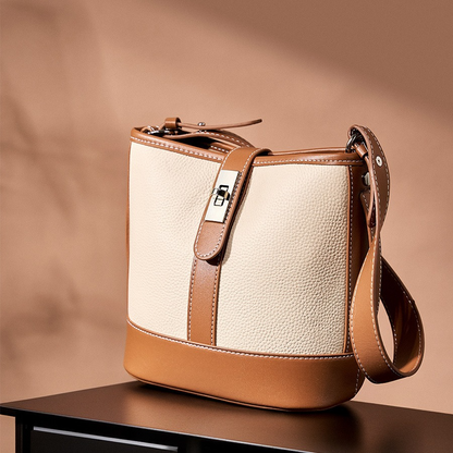Elegant Leather Bucket Bag for Women
