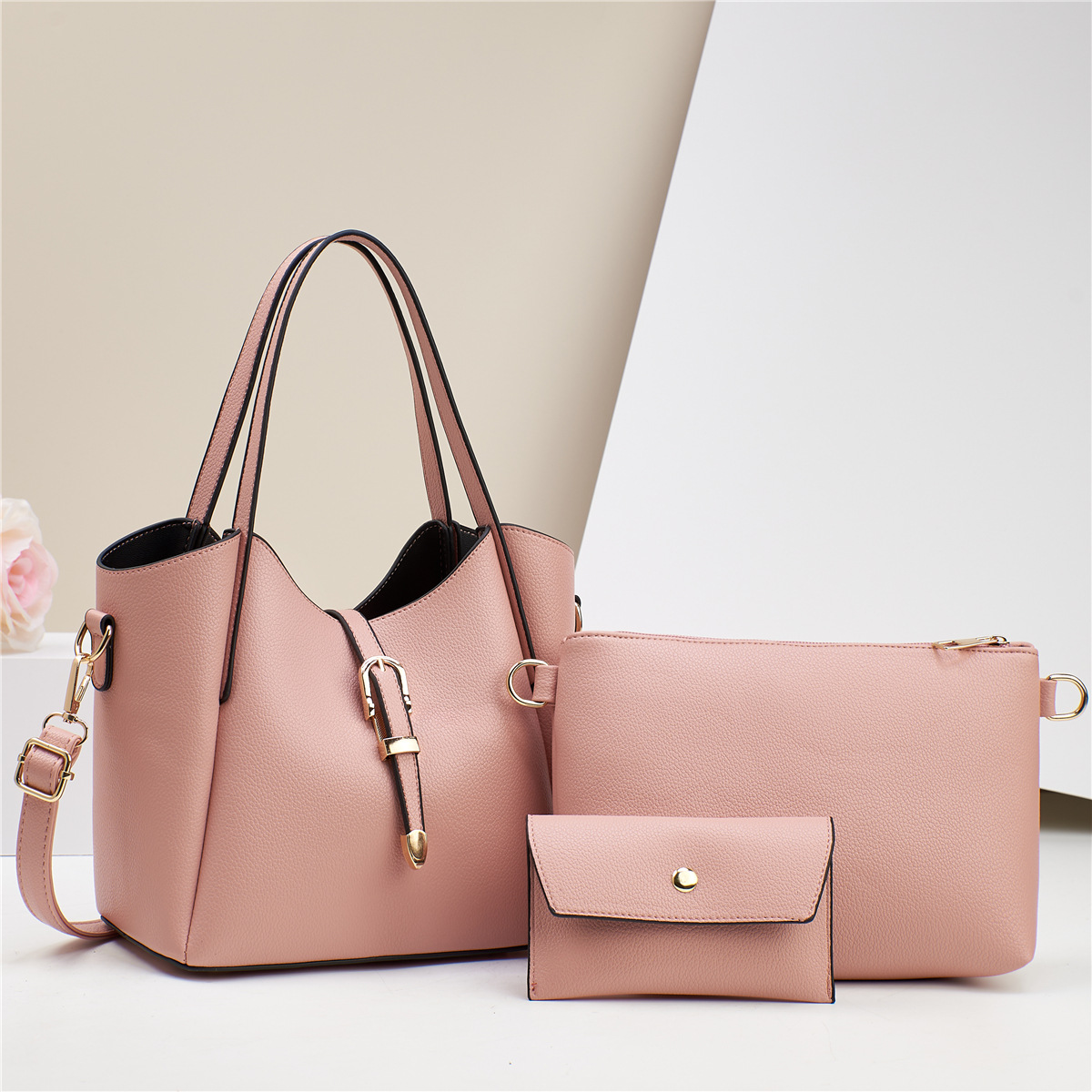 Stylish Three - Piece Shoulder Bag with Large Capacity