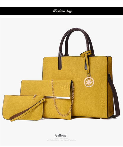 Elegant Three - Piece Handbag for Women