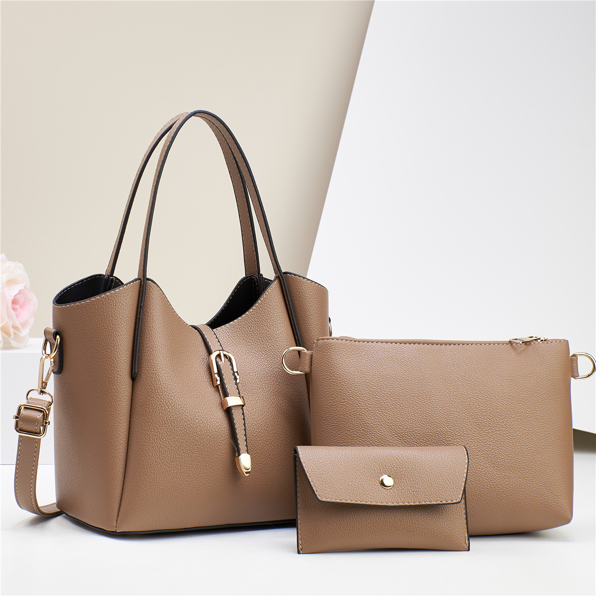 Stylish Three - Piece Shoulder Bag with Large Capacity