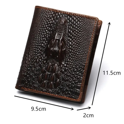 Retro Leather Wallet with Crocodile Pattern