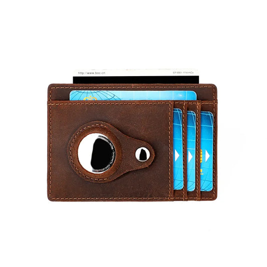 Premium Leather Card Holder with Protective Tracking Case