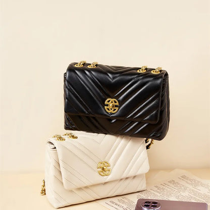 Luxurious Cowhide Square Shoulder Bag