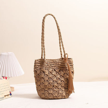 Stylish Straw Bag with Tassels