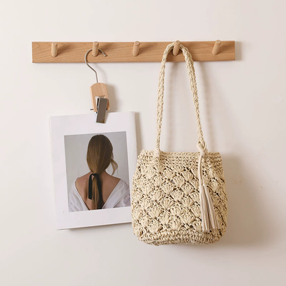 Stylish Straw Bag with Tassels