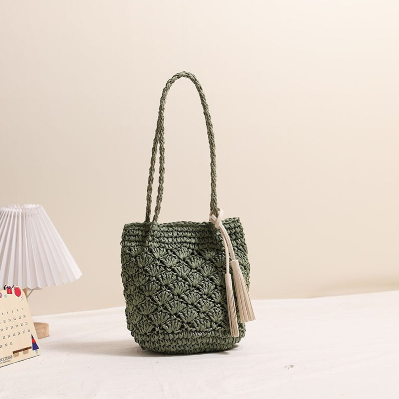 Stylish Straw Bag with Tassels