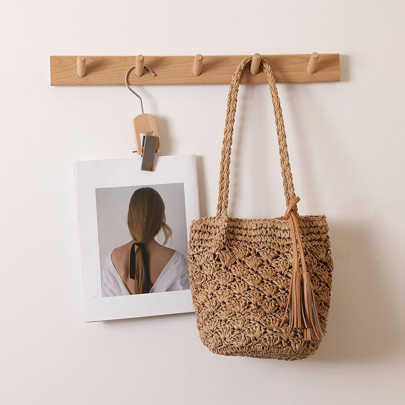 Stylish Straw Bag with Tassels
